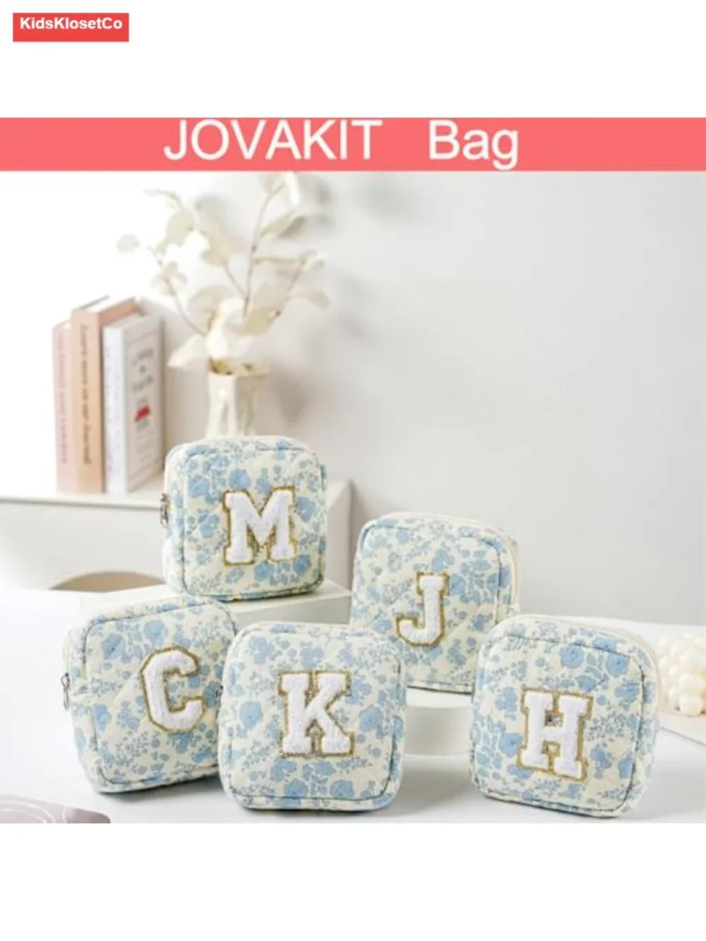 Small Quilted Cosmetic Bag Cotton Travel Toiletry Pouch Makeup Organizer Zipper